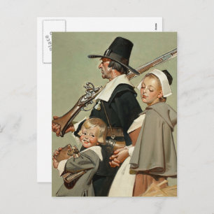 Pilgrim Family. Thanksgiving Postcards