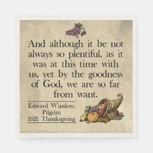 Pilgrim First Thanksgiving Acknowledgement Napkin
