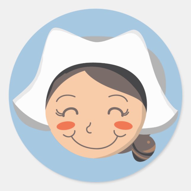 Pilgrim Girl Classic Round Sticker (Front)