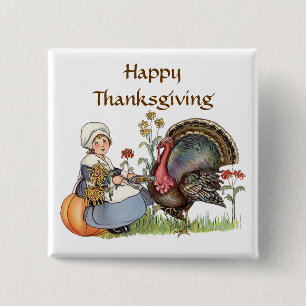 Pilgrim Girl - Customize text option 2 Inch Square Button