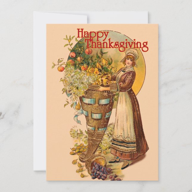 Pilgrim Girl with Victorian Style Invitation (Front)