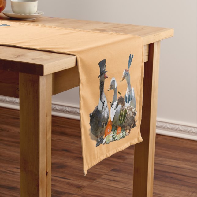 Pilgrim & Indian Ducks Thanksgiving Short Table Runner (In Situ)