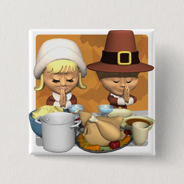 Pilgrim Prayer 2 Inch Square Button (Front)