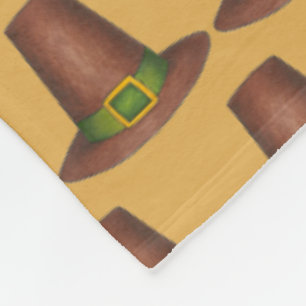 Pilgrim Puritan Hat Happy Thanksgiving Autumn Fall Fleece Blanket