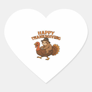 Pilgrim Sloth on Turkey Thanksgiving Classic T-Shi Heart Sticker