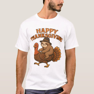 Pilgrim Sloth on Turkey Thanksgiving Classic T-Shi T-Shirt