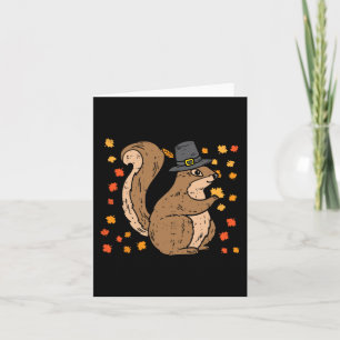 Pilgrim Squirrel Cute Thanksgiving Fall Autumn Ani Card