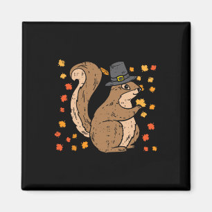 Pilgrim Squirrel Cute Thanksgiving Fall Autumn Ani Magnet