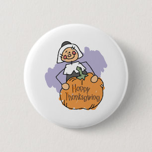 Pilgrim Thanksgiving Decoration 2 Inch Round Button