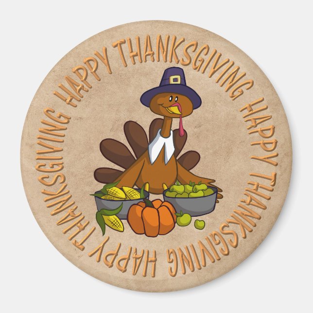Pilgrim Turkey and Food Magnet (Front)
