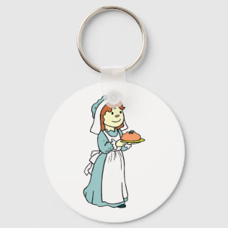 Pilgrim Woman Thanksgiving Dinner Keychain