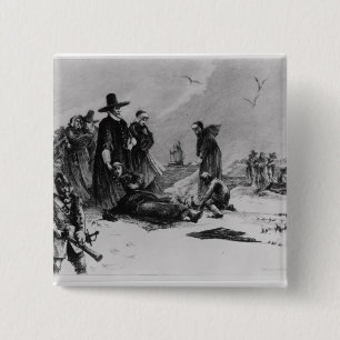 Pilgrims 2 Inch Square Button