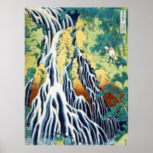 Pilgrims at Kirifuri Waterfall Japanese art Poster