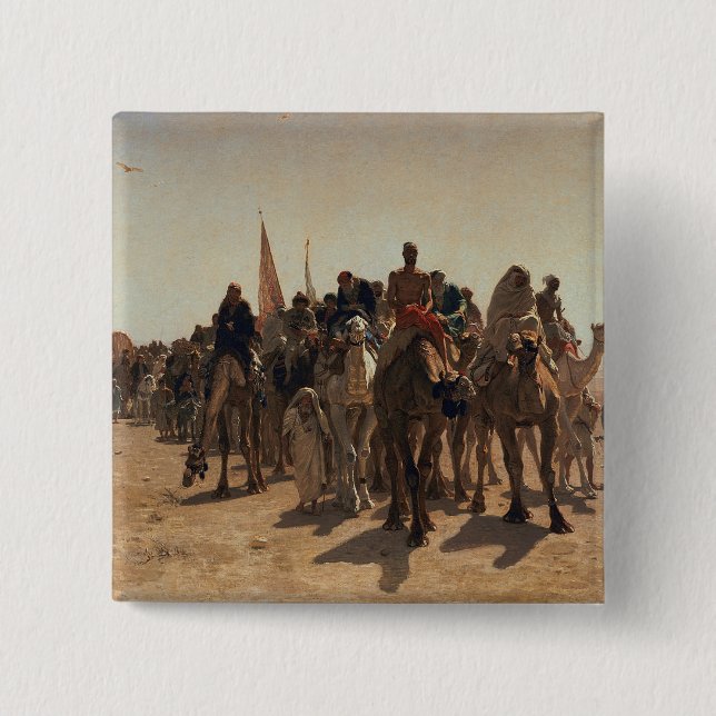 Pilgrims Going to Mecca, 1861 2 Inch Square Button (Front)