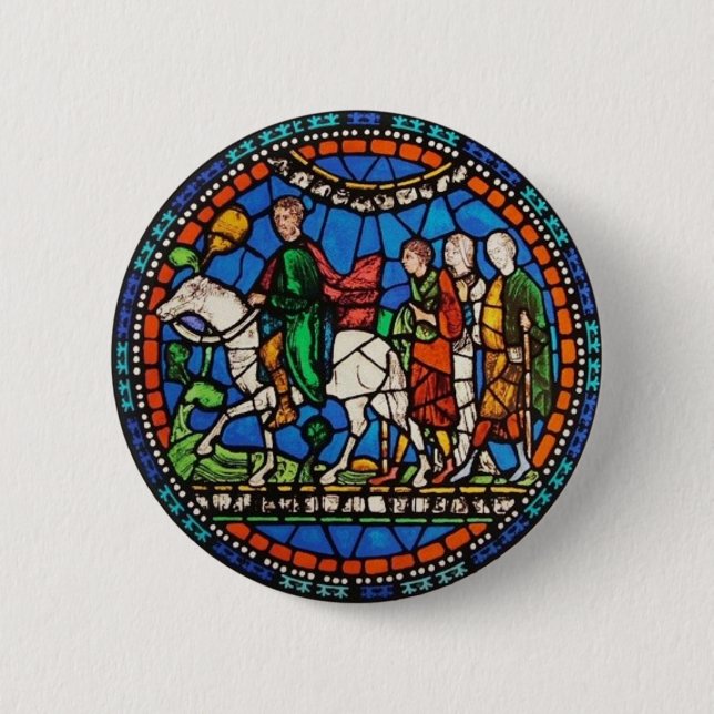 Pilgrims or Canterbury 2 Inch Round Button (Front)