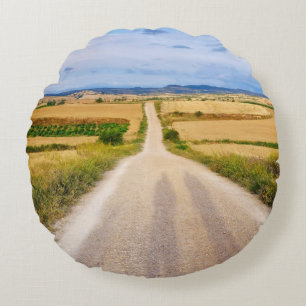 Pilgrim's shadows round pillow