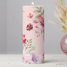 Pilier de bougie floral rose rouge
