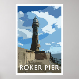 PILIER de ROKER, affiche vintage de style de