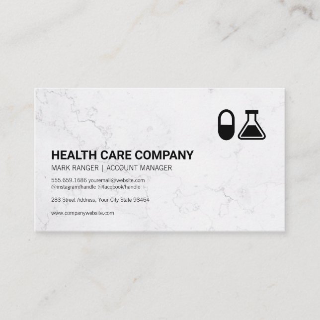 Pill and Beaker | Pharmaceutical Appointment Card (Front)