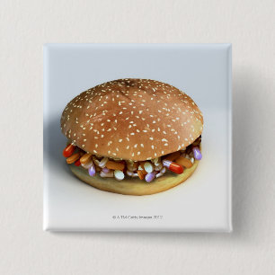 Pill Burger 2 Inch Square Button