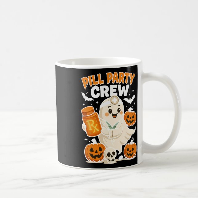 Pill Party Crew Pharmacy Tech Ghost Nurse Pumpkin  Coffee Mug (Right)