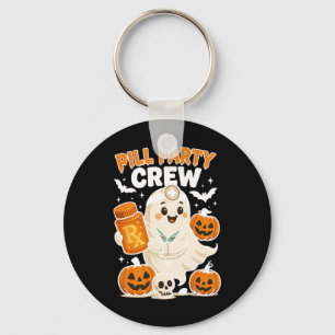 Pill Party Crew Pharmacy Tech Ghost Nurse Pumpkin Keychain