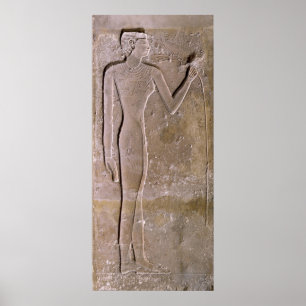 Pillar depicting a woman smelling a lotus flower poster