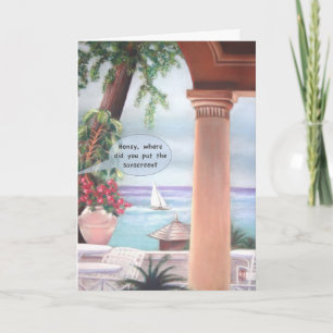 Pillar, Sea & Sailboat Happy Retirement Card