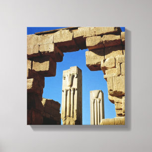 Pillars decorated with stylised lotus canvas print