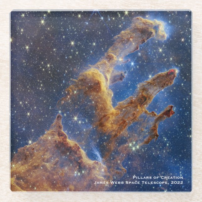 Pillars of Creation James Webb Hi-Res 2022 Glass Coaster (Front)