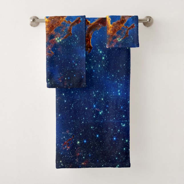 Pillars of Creation - James Webb NIRCam Astronomy Bath Towel Set (Insitu)
