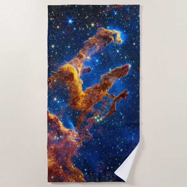 Pillars of Creation - James Webb NIRCam Astronomy Beach Towel (Front)