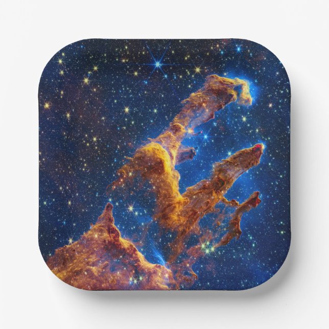 Pillars of Creation - James Webb NIRCam Astronomy Paper Plate (Front)