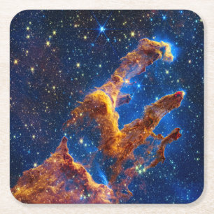 Pillars of Creation - James Webb NIRCam Astronomy Square Paper Coaster