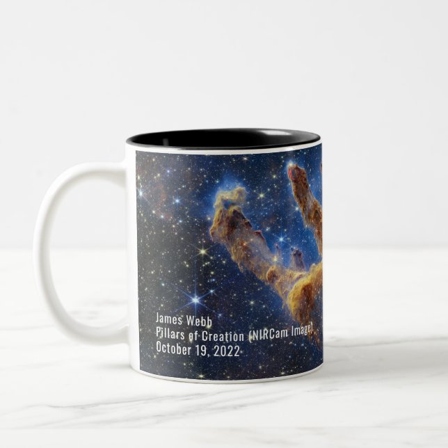 Pillars of Creation (NIRCam Image) James Webb JWST Two-Tone Coffee Mug (Left)