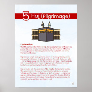 Pillars of Islam - Hajj (Pilgrimage) Red Poster