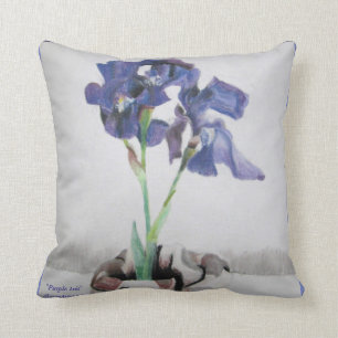 Pillow, 16x16 with "Purple Iris" by ALarsenArtist Throw Pillow
