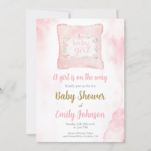 Pillow Baby Shower Girl invitation