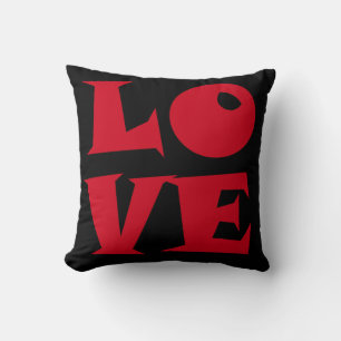 Pillow black and red in a modern style with letter