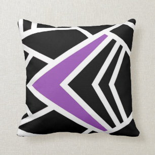 Pillow black, white & purple in geometric style