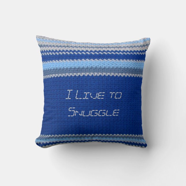 Pillow - Blue Stripes in Crochet (Front)