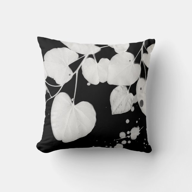 pillow bold black and white photo art leaf design (Front)