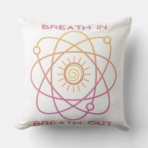 Pillow, 'Breath In-Breath Out' design, white Throw Pillow