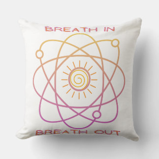 Pillow, 'Breath In-Breath Out' design, white Throw Pillow