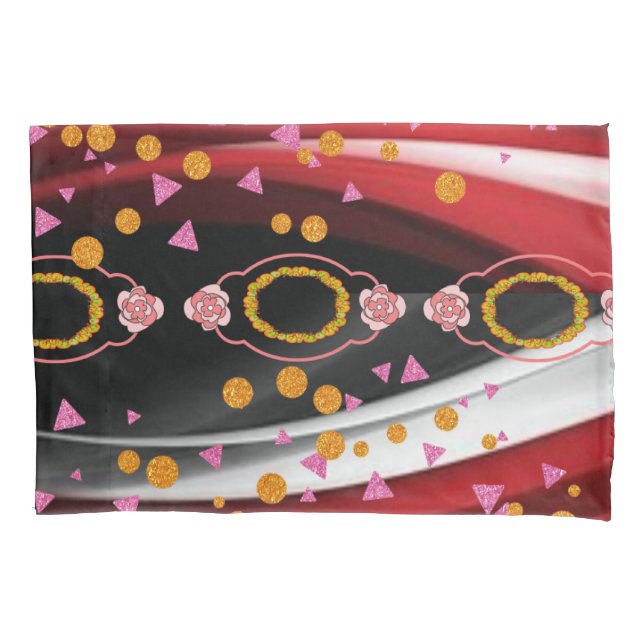 Pillow Case Abstract Red Black White (Front)