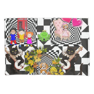 Pillow Case Cats Feline Hearts Dog