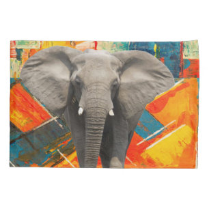 Pillow Case Elephant Abstract Colours