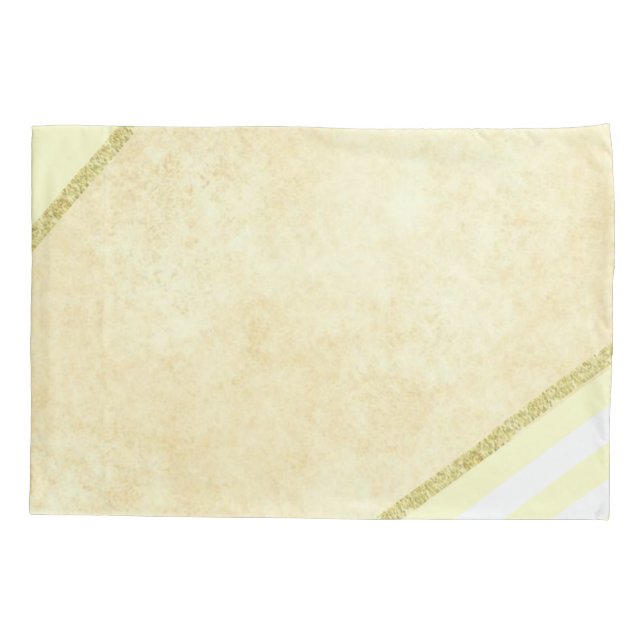 Pillow Case Gold Beige Stripe (Back)