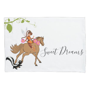 Pillow Case Horse Skunk Fairy Floral