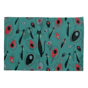 Pillow Case MidCentury Modern Atomic Cats